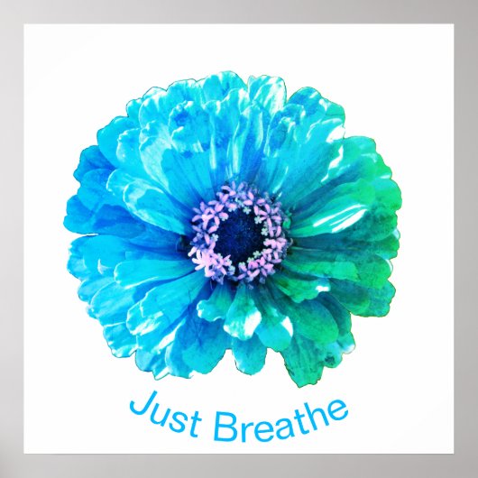 Poster Bleu Turquoise | bleu rétro floral (Devant)