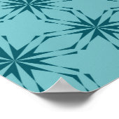 Poster bleu turquoise, cool, abstraction fleur tendance (Coin)