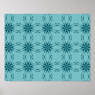 Poster bleu turquoise, cool, abstraction fleur tendance