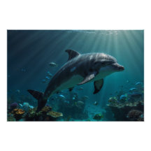 Bleu turquoise Dauphin sous-marin Scène I