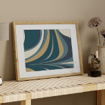 Poster Bleu turquoise et or élégant Art Abstrait moderne<br><div class="desc">Poster d'art Abstrait moderne turquoise bleu et or</div>