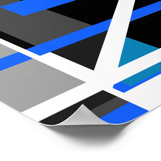Poster Bleu Turquoise Gris Noir Blanc Géométrique MXM Loo (Coin)