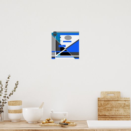 Poster Bleu Turquoise Gris Noir Blanc Géométrique MXM Loo (Cuisine)