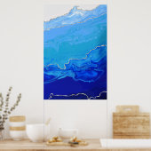 Poster Bleu Turquoise Marbre Argent Art Abstrait (Cuisine)