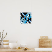 Poster Bleu Turquoise noir Diagonal Crisscross Design (Cuisine)