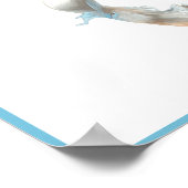 Poster Bleu Unicorne blanche Selle Rose Papillons (Coin)