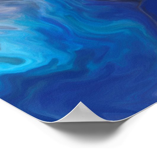 Poster Bleu Vague Abstraite peinture numérique (Coin)