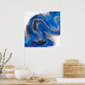 Poster Bleu Vague Abstraite peinture numérique (Cuisine)