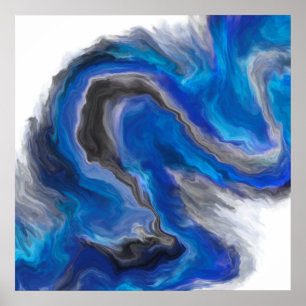 Poster Bleu Vague Abstraite peinture numérique