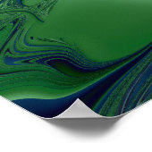 Poster Bleu Vert 4 Fractal Art Abstrait (Coin)