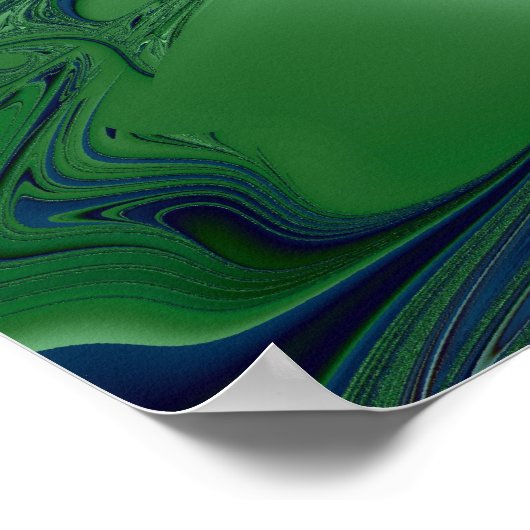 Poster Bleu Vert 4 Fractal Art Abstrait (Coin)