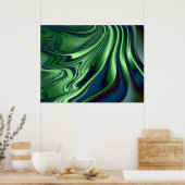 Poster Bleu Vert 4 Fractal Art Abstrait (Cuisine)