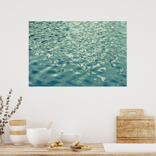 Poster Bleu vert de l'eau Abstraite (Cuisine)