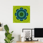 Poster bleu vert mandala | fleur vert clair (Bureau à domicile)