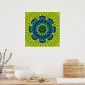 Poster bleu vert mandala | fleur vert clair (Cuisine)