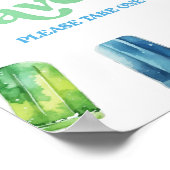 Poster Bleu Vert orange Popsicle Party Faveurs Panneau de (Coin)