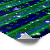 Poster Bleu vert rayures avec étoiles et Raindrops (Coin)