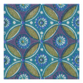 Poster Bleu vert Rustique Boho Motif circulaire géométriq (Devant)