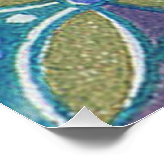 Poster Bleu vert Rustique Boho Motif circulaire géométriq (Coin)