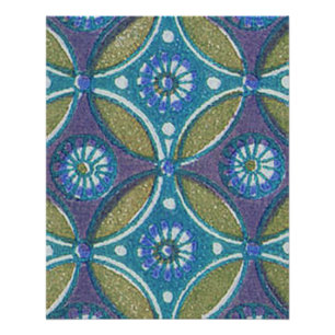 Poster Bleu vert Rustique Boho Motif circulaire géométriq