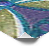 Poster Bleu vert Rustique Boho Motif circulaire géométriq (Coin)