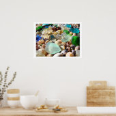 Poster Bleu Vert Seaglass gravures Coastal Décor (Cuisine)