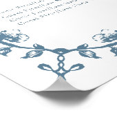 Poster Bleu Vintage Crest Mariage Siège alphabétique (Coin)