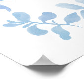 Poster Bleu vintage fleuri accueil douche nuptiale (Coin)