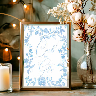 Poster Bleu vintage fleuri signe nuptiale