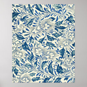 Poster Bleu Vintage Floral Asiatique : Chinoiserie Antiqu