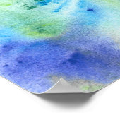 Poster Bleu Violet Champ de fleurs Aquarelle Abstraite (Coin)