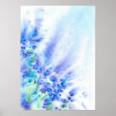 Poster Bleu Violet Champ de fleurs Aquarelle Abstraite (Devant)