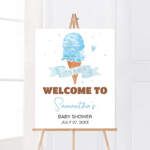 Poster Bleu Voici le Baby shower Scoop Bienvenue