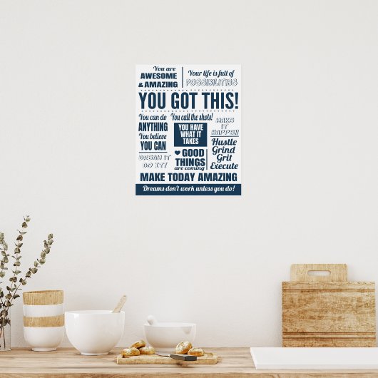 Poster Bleu Vous Avez Ces Citations Motivationnelles (Cuisine)