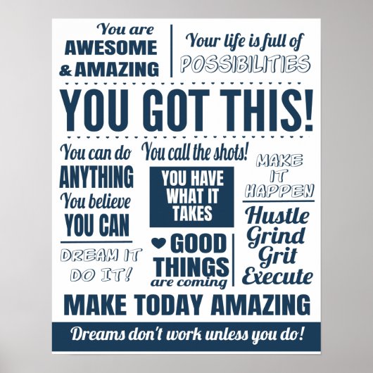 Poster Bleu Vous Avez Ces Citations Motivationnelles (Devant)