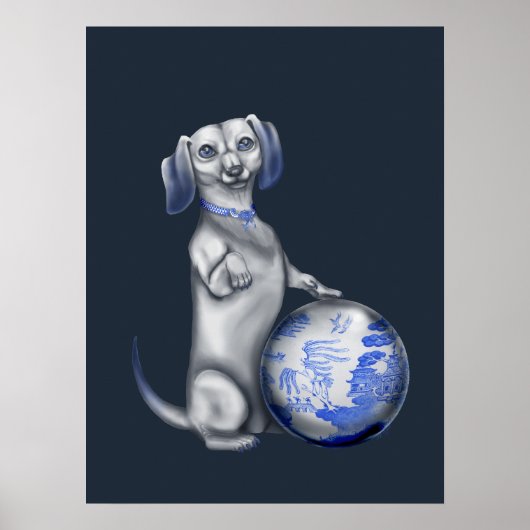 Poster bleu Willow Dachshund (Devant)