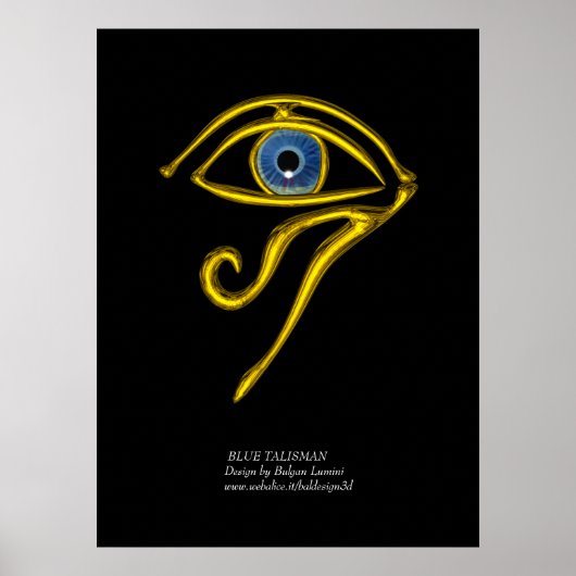 POSTER BLEUE TALISMAN / OEIL OR HORUS (Devant)