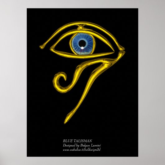 POSTER BLEUE TALISMAN / OEIL OR HORUS (Devant)