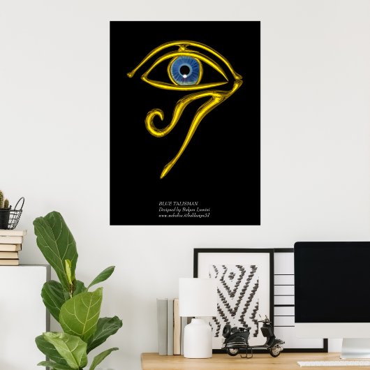 POSTER BLEUE TALISMAN / OEIL OR HORUS (Bureau à domicile)