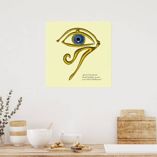 POSTER BLEUE TALISMAN / OEIL OR HORUS (Cuisine)
