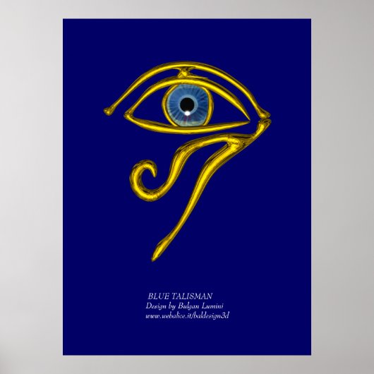 POSTER BLEUE TALISMAN / OEIL OR HORUS (Devant)