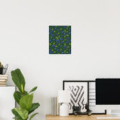 Poster Bleus sur vert foncé (Bureau à domicile)
