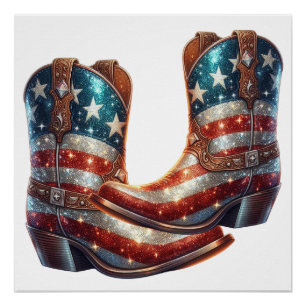 Poster Bling American Flag Boot