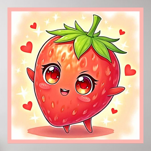Poster Bliss de fraises sucrées adorables (Devant)