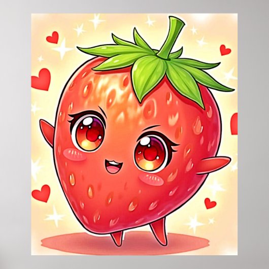 Poster Bliss de fraises sucrées adorables (Devant)