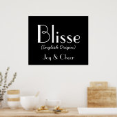 Poster Blisse Origine Anglaise Avec Signification En Noir (Cuisine)