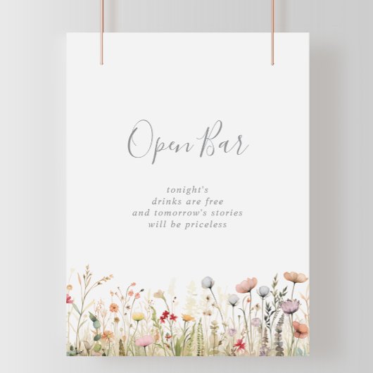 Poster  Blissful Boho Wildflower Wedding Open Bar 