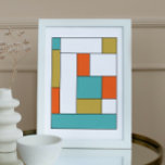 Poster Bloc couleur or orange turquoise milieu du siècle<br><div class="desc">Ce design moderne et audacieux du milieu du siècle présente des blocs de couleurs bleu turquoise,  orange foncé,  or,  blanc et noir. Cela fera un ajout fabuleux aux murs de votre maison.</div>