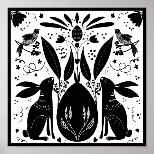 Poster Bloc d'art populaire Lapins Imprimer Design Post B (Devant)