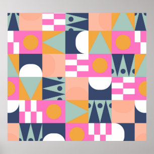 Poster Bloc de couleur africain, motif géométrique.